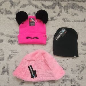 Pink and Black Beanie Set